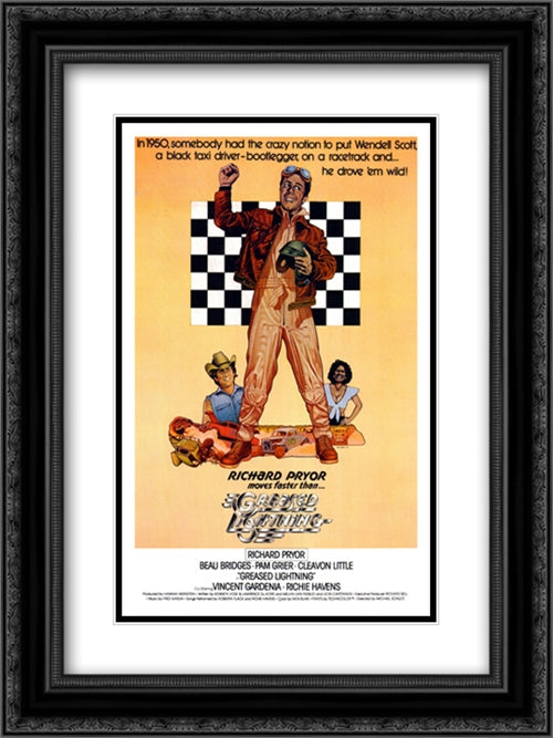 Greased Lightning 18x24 Black Ornate Wood Framed Movie Poster with Double Matting