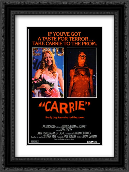 Carrie 18x24 Black Ornate Wood Framed Movie Poster with Double Matting