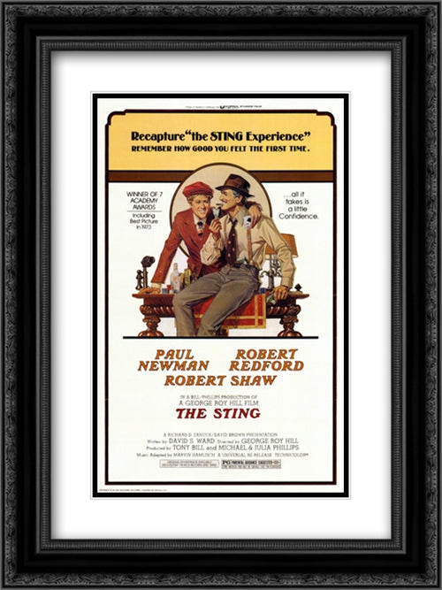 The Sting 18x24 Black Ornate Wood Framed Movie Poster with Double Matting