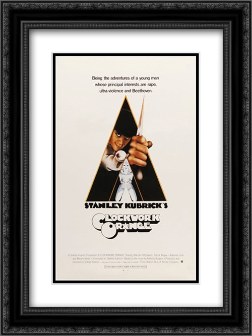 A Clockwork Orange 18x24 Black Ornate Wood Framed Movie Poster with Double Matting