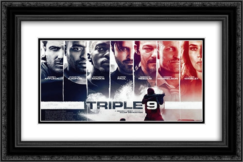 Triple 9 24x16 Black Ornate Wood Framed Movie Poster with Double Matting