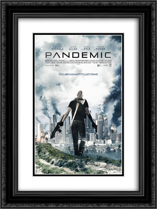 Pandemic 18x24 Black Ornate Wood Framed Movie Poster with Double Matting