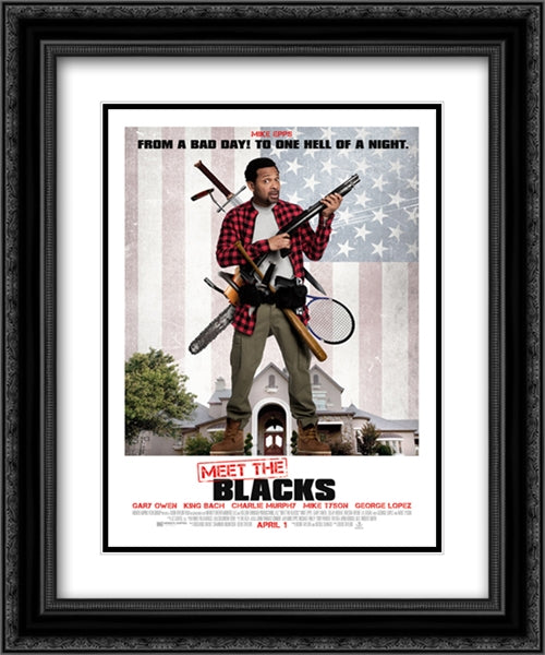 Meet the Blacks 20x24 Black Ornate Wood Framed Movie Poster with Double Matting