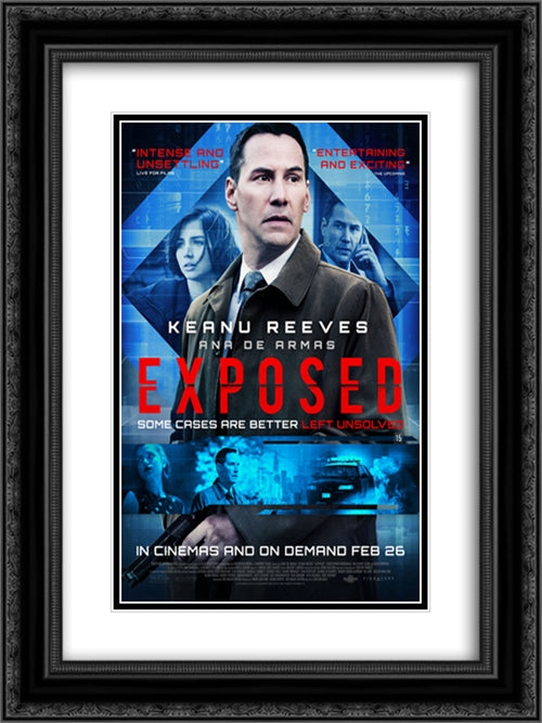 Exposed 18x24 Black Ornate Wood Framed Movie Poster with Double Matting