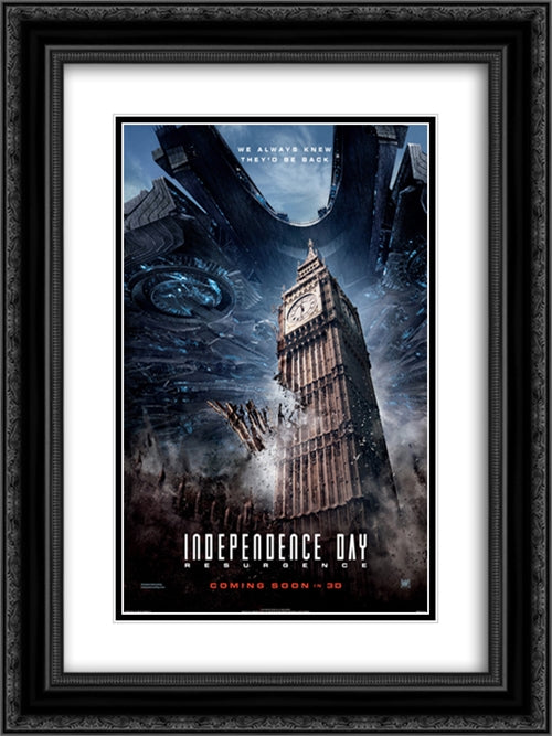 Independence Day Resurgence 18x24 Black Ornate Wood Framed Movie Poster with Double Matting