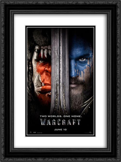 Warcraft 18x24 Black Ornate Wood Framed Movie Poster with Double Matting