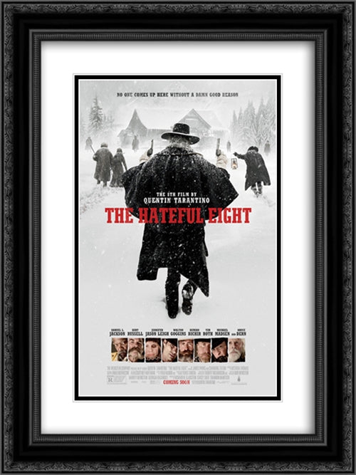 The Hateful Eight 18x24 Black Ornate Wood Framed Movie Poster with Double Matting