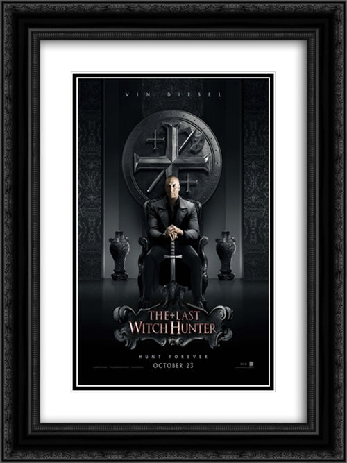 The Last Witch Hunter 18x24 Black Ornate Wood Framed Movie Poster with Double Matting