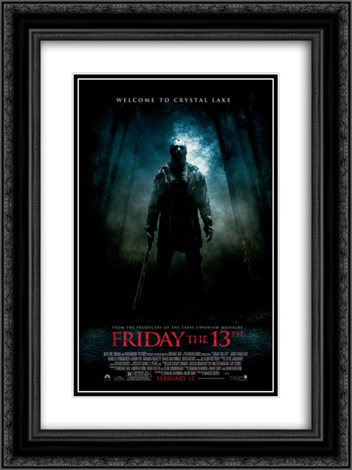 Friday the 13th 18x24 Black Ornate Wood Framed Movie Poster with Double Matting