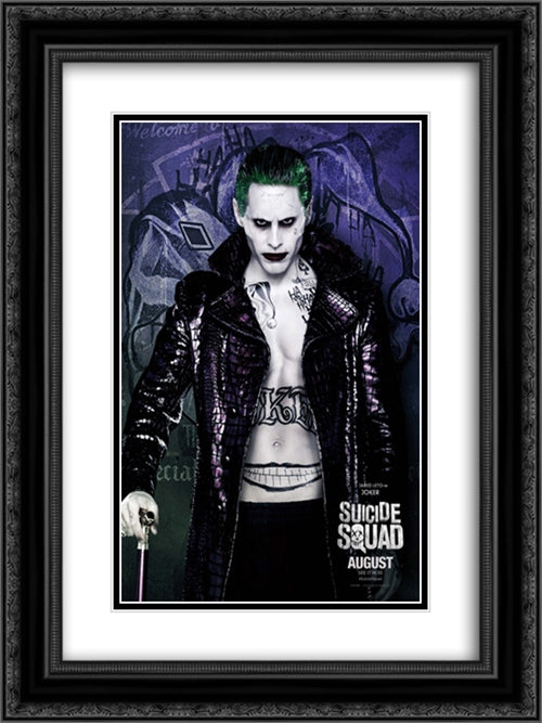 Suicide Squad Joker 18x24 Black Ornate Wood Framed Movie Poster with Double Matting