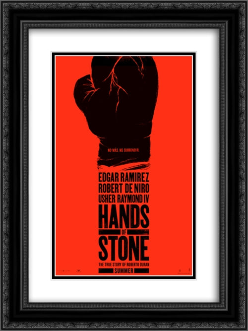 Hands of Stone 18x24 Black Ornate Wood Framed Movie Poster with Double Matting