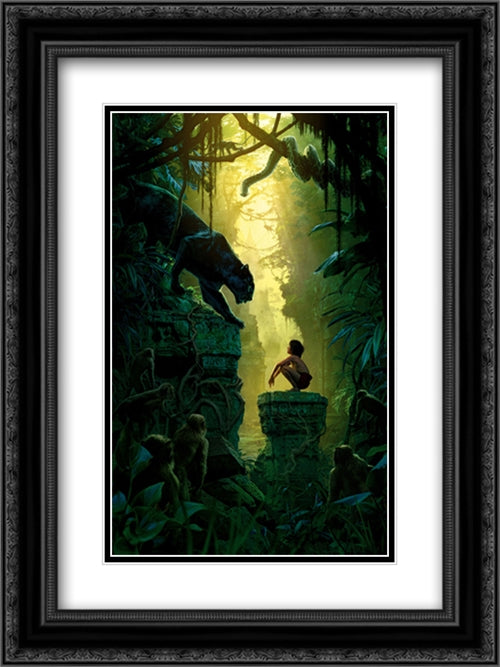 The Jungle Book 18x24 Black Ornate Wood Framed Movie Poster with Double Matting
