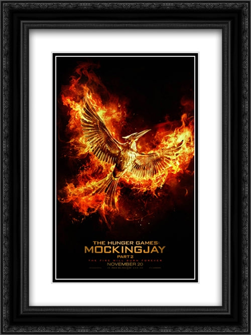 The Hunger Games Mockingjay 2 18x24 Black Ornate Wood Framed Movie Poster with Double Matting