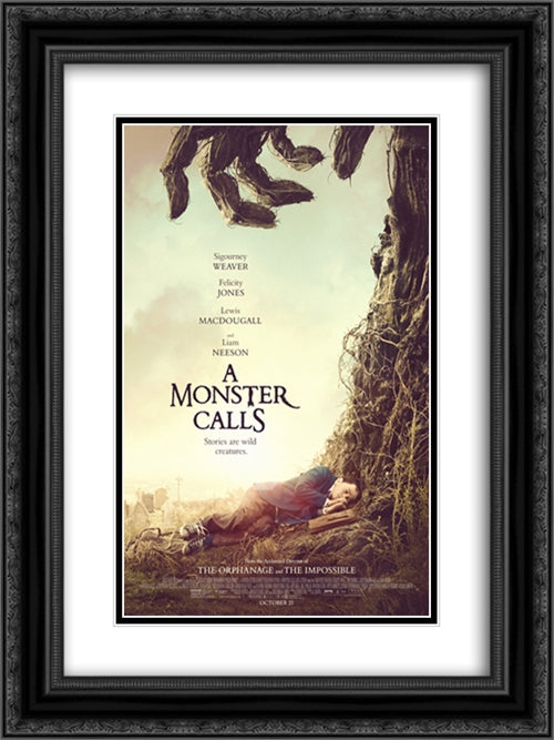 A Monster Calls 18x24 Black Ornate Wood Framed Movie Poster with Double Matting