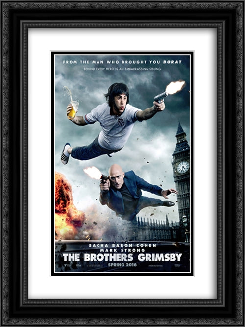 The Brothers Grimsby 18x24 Black Ornate Wood Framed Movie Poster with Double Matting