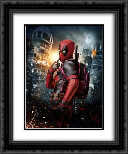 Deadpool 20x24 Black Ornate Wood Framed Movie Poster with Double Matting