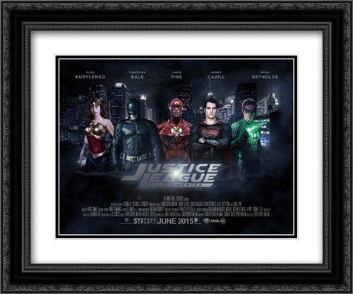 Justice League of America 24x20 Black Ornate Wood Framed Movie Poster with Double Matting