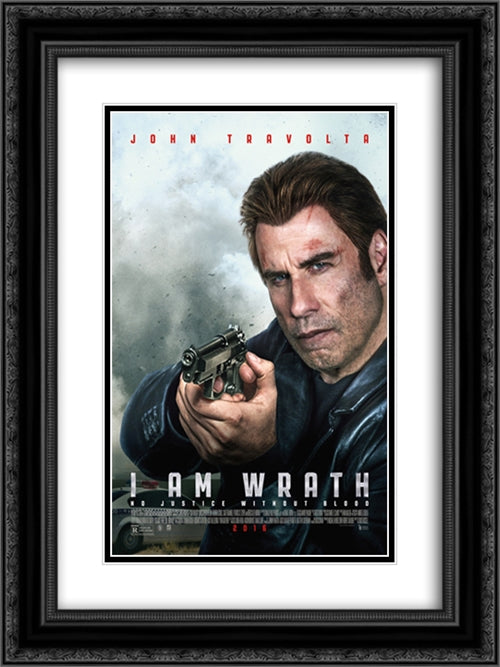 I am Wrath 18x24 Black Ornate Wood Framed Movie Poster with Double Matting