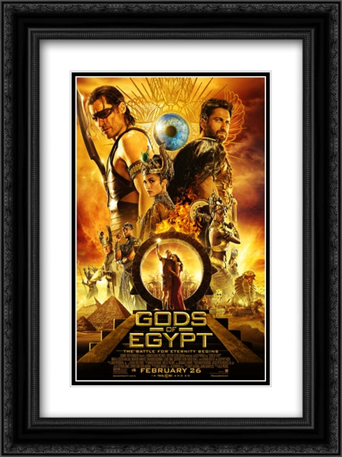 Gods of Egypt 18x24 Black Ornate Wood Framed Movie Poster with Double Matting
