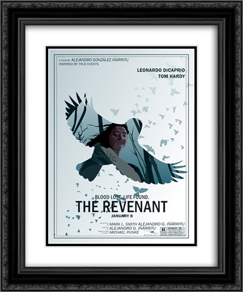 The Revenant 20x24 Black Ornate Wood Framed Movie Poster with Double Matting