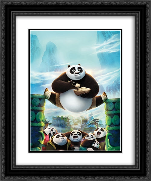 Kung Fu Panda 3 20x24 Black Ornate Wood Framed Movie Poster with Double Matting