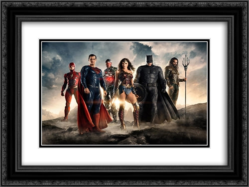 Justice League of America 24x18 Black Ornate Wood Framed Movie Poster with Double Matting