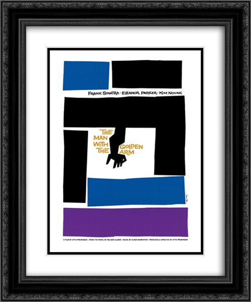 The Man with The Golden Arm 20x24 Black Ornate Wood Framed Movie Poster with Double Matting
