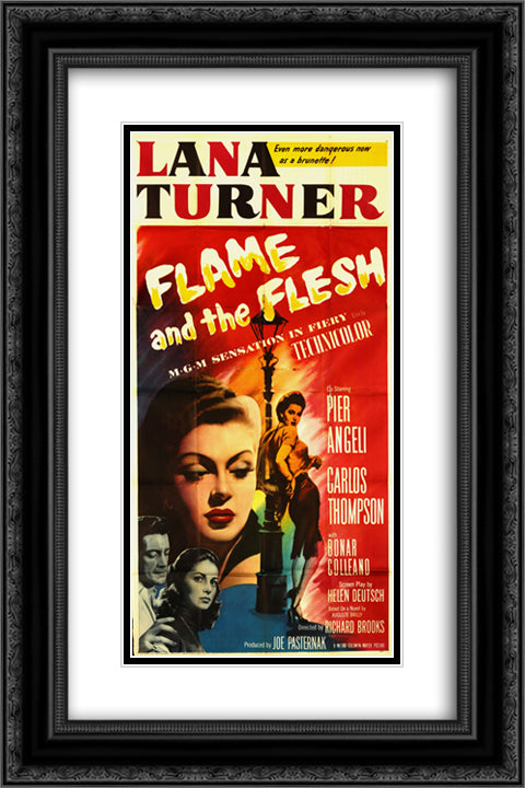 Flame and the Flesh 16x24 Black Ornate Wood Framed Movie Poster with Double Matting