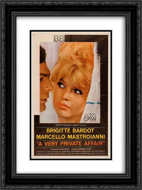 A Very Private Affair 18x24 Black Ornate Wood Framed Movie Poster with Double Matting