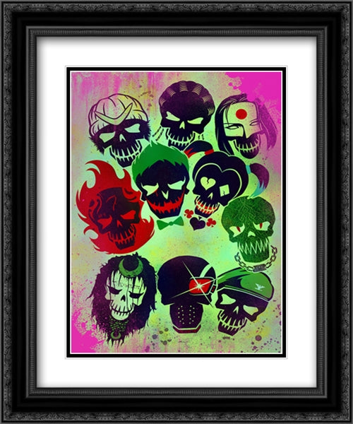 Suicide Squad 20x24 Black Ornate Wood Framed Movie Poster with Double Matting