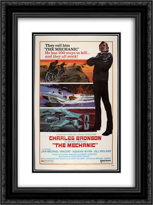 The Mechanic 18x24 Black Ornate Wood Framed Movie Poster with Double Matting
