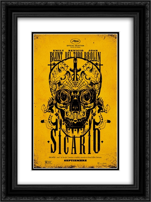 Sicario 18x24 Black Ornate Wood Framed Movie Poster with Double Matting