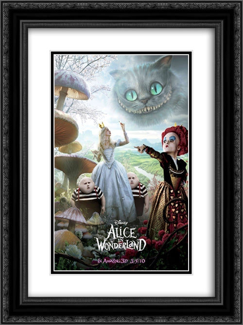 Alice in Wonderland 18x24 Black Ornate Wood Framed Movie Poster with Double Matting
