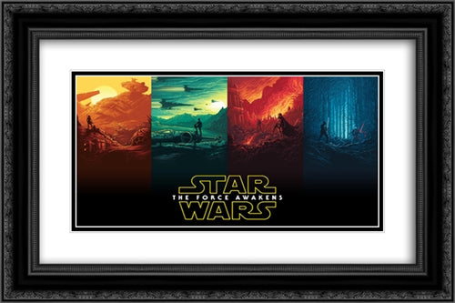 Star Wars The Force Awakens 24x16 Black Ornate Wood Framed Movie Poster with Double Matting