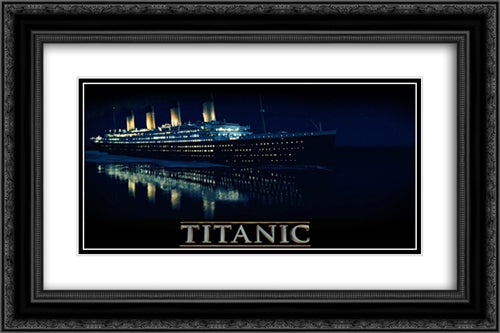 Titanic 24x16 Black Ornate Wood Framed Movie Poster with Double Matting