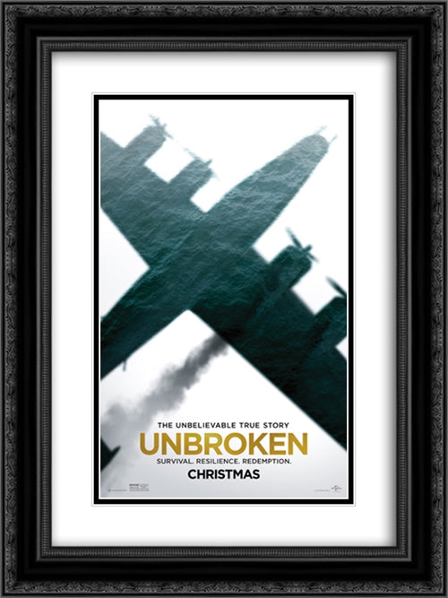 Unbroken 18x24 Black Ornate Wood Framed Movie Poster with Double Matting