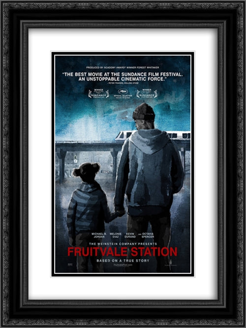 Fruitvale Station 18x24 Black Ornate Wood Framed Movie Poster with Double Matting