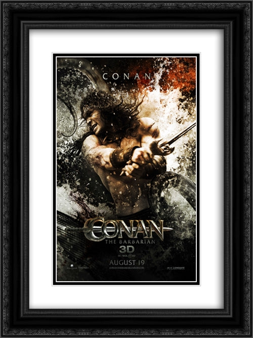 Conan the Barbarian 18x24 Black Ornate Wood Framed Movie Poster with Double Matting