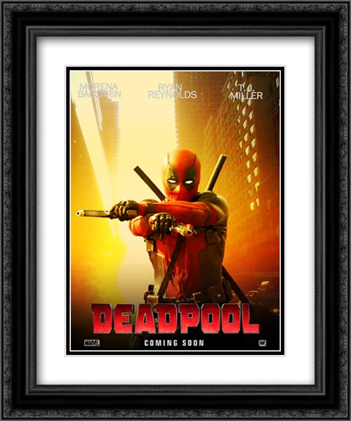 Deadpool 20x24 Black Ornate Wood Framed Movie Poster with Double Matting