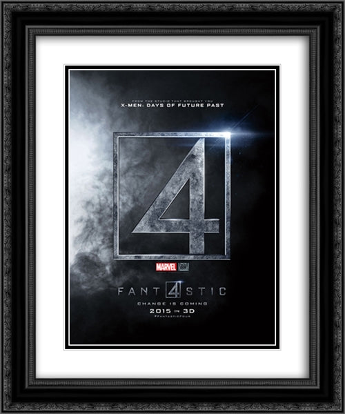 Fantastic Four 20x24 Black Ornate Wood Framed Movie Poster with Double Matting