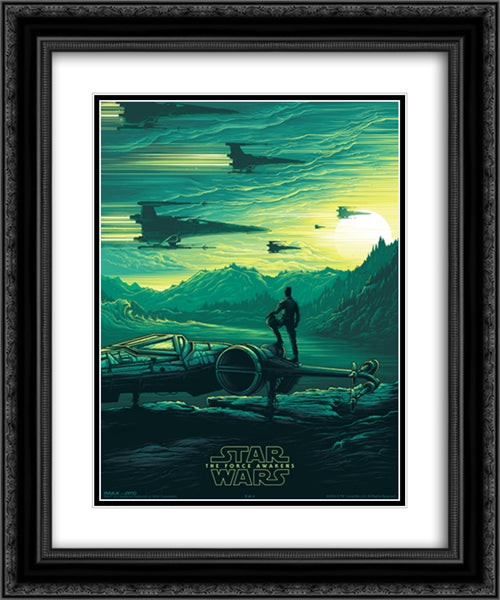 Star Wars The Force Awakens 20x24 Black Ornate Wood Framed Movie Poster with Double Matting