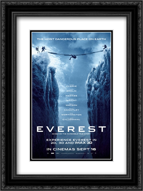 Everest 18x24 Black Ornate Wood Framed Movie Poster with Double Matting