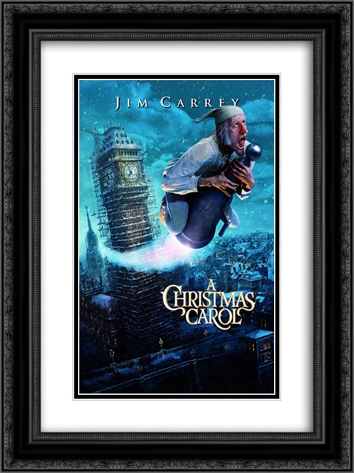 A Christmas Carol 18x24 Black Ornate Wood Framed Movie Poster with Double Matting