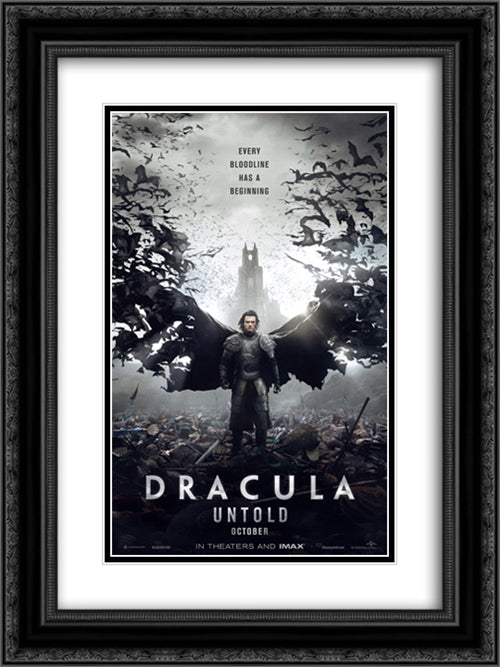 Dracula Untold 18x24 Black Ornate Wood Framed Movie Poster with Double Matting