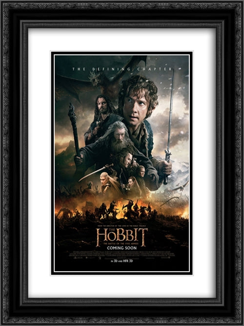 The Hobbit 18x24 Black Ornate Wood Framed Movie Poster with Double Matting