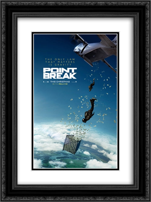 Point Break 18x24 Black Ornate Wood Framed Movie Poster with Double Matting
