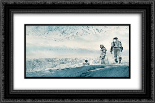 Interstellar 24x16 Black Ornate Wood Framed Movie Poster with Double Matting