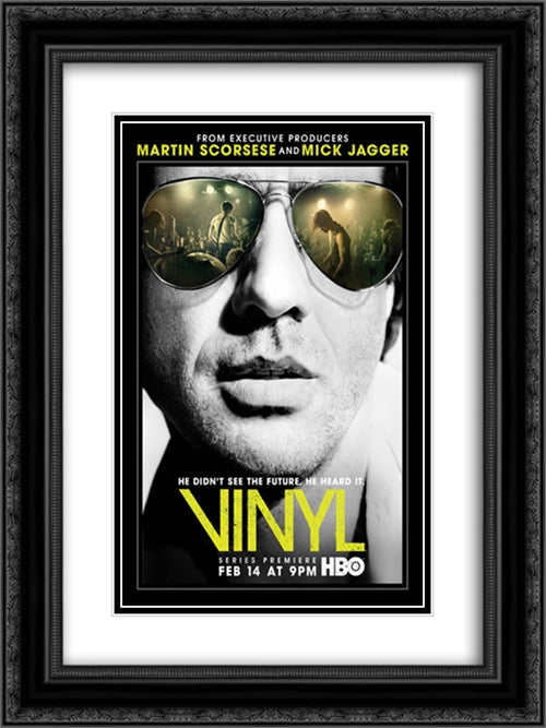 Vinyl 18x24 Black Ornate Wood Framed Movie Poster with Double Matting