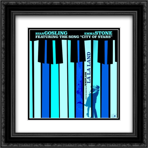 La La Land 20x20 Black Ornate Wood Framed Movie Poster with Double Matting