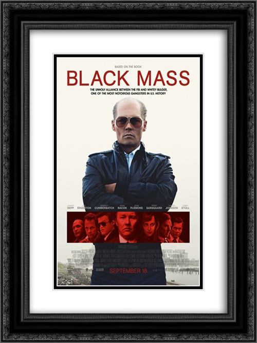 Black Mass 18x24 Black Ornate Wood Framed Movie Poster with Double Matting